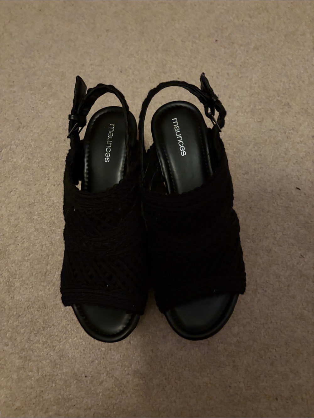 Maurices Black Crochet Slingback Mules